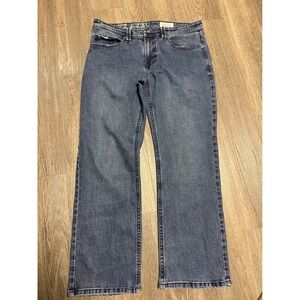 TK Axel Mens Slim Boot Cut Jeans 36x32 Blue Denim Embroidered Flap Pocket